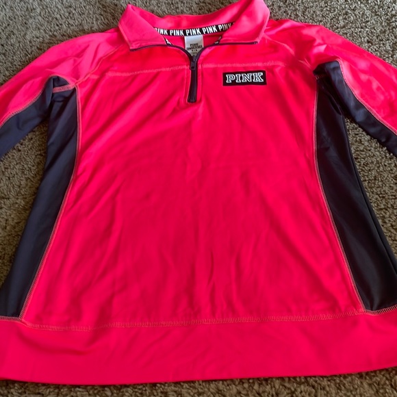 Pink Victoria Secret long sleeve hot pink/gray 1/4 zip front top Ladies Sz M - Picture 2 of 12